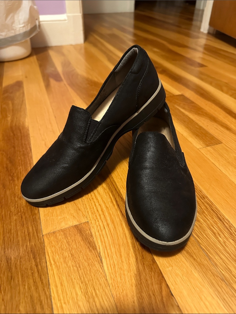 Dr. Scholl's Black Slip-On Casual Loafers with Contrast Trim